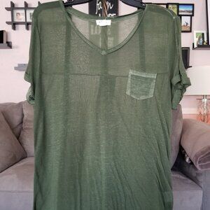 Style & co Olive green V-neck